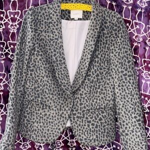 LOFT Leopard Print Blazer in Gray and Black